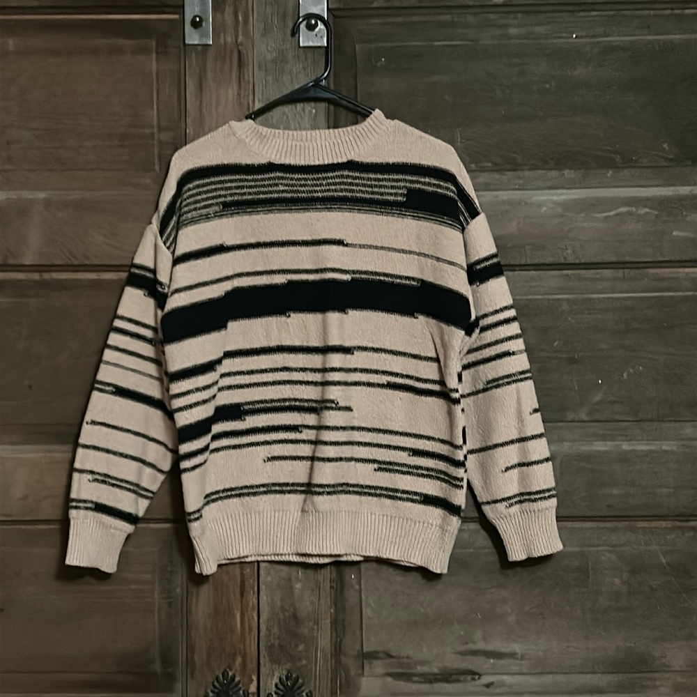 Simple by Suzanne Betro Women's Chunky Sweater‎ Oversized S/M Tan and Black